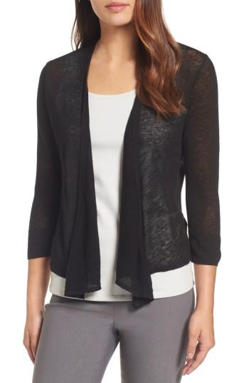 Petite Women's Nic+zoe 4-way Convertible Three Quarter Sleeve Cardigan, Size P - Black