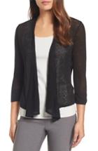 Petite Women's Nic+zoe 4-way Convertible Three Quarter Sleeve Cardigan, Size P - Black