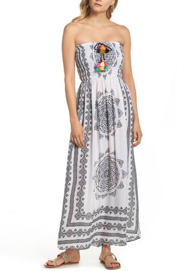 Women's Surf Gypsy Smocked Cover-up Maxi Dress - White