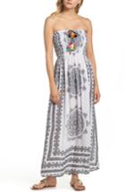 Women's Surf Gypsy Smocked Cover-up Maxi Dress - White
