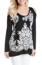 Women's Karen Kane Lace Overlay Cold Shoulder Top - Black