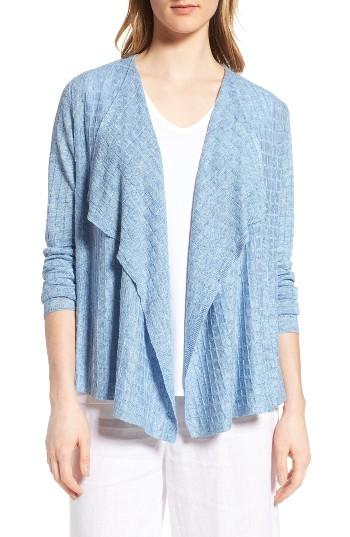 Women's Eileen Fisher Angle Front Linen Cardigan, Size - Blue