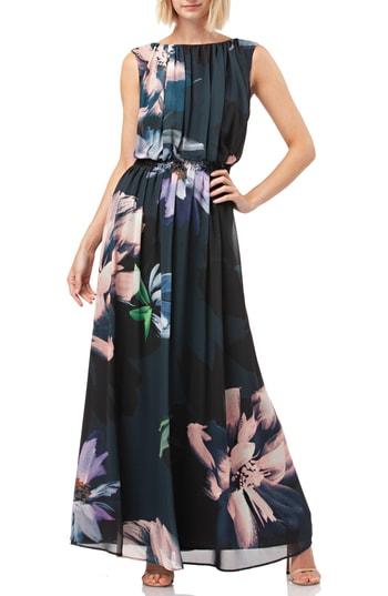 Women's Kay Unger Floral Print Chiffon Gown