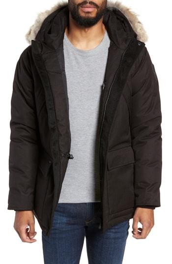 Men's Nobis Heritage Down Parka With Genuine Coyote Fur Trim - Black