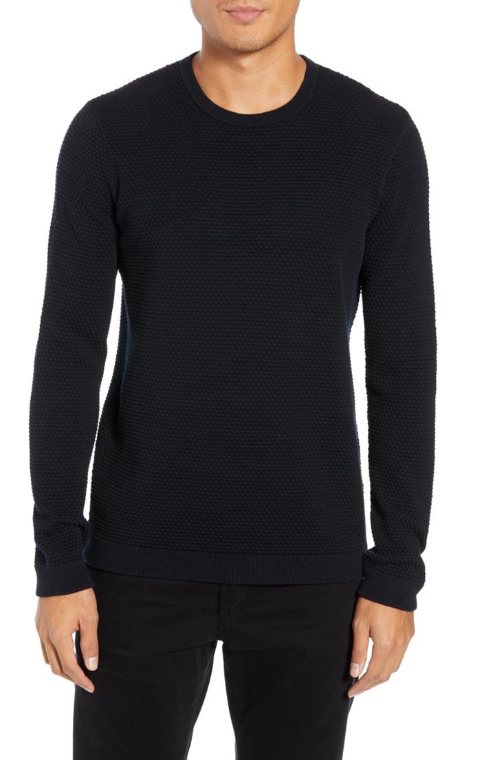 Men's Theory Udeval Matelasse Crewneck Sweater - Blue