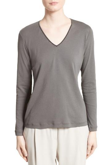 Women's Fabiana Filippi Embellished Jersey Top Us / 38 It - Grey