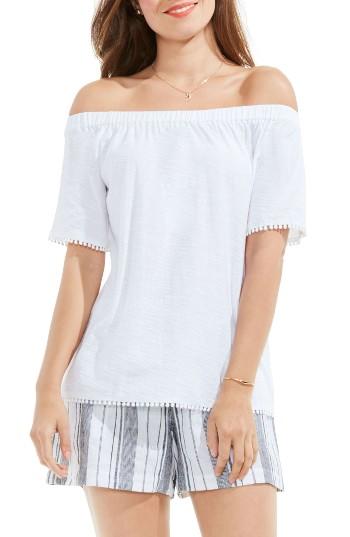 Women's Two By Vince Camuto Bobble Trim Off The Shoulder Top - White