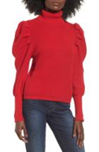 Women's Leith Puff Sleeve Turtleneck Sweater - Red