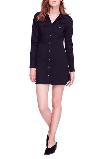 Women's Free People Dynomite In Denim Mini Shirtdress - Black