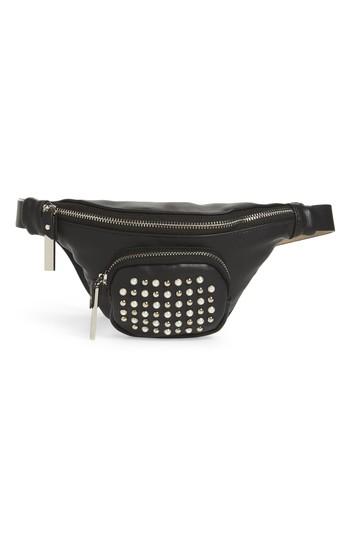 Steve Madden Stud & Imitation Pearl Belt Bag - Black