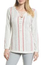 Women's Nic + Zoe Cross Country Lace-up Top - Beige