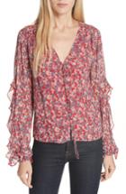 Women's Nicholas Red Blossom Silk Blouse - Red