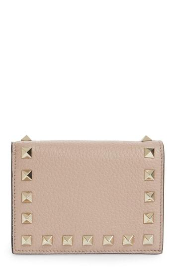 Women's Valentino Garavani Rockstud Leather French Wallet - Beige