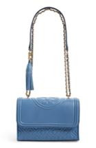 Tory Burch Fleming Convertible Leather Shoulder Bag - Blue