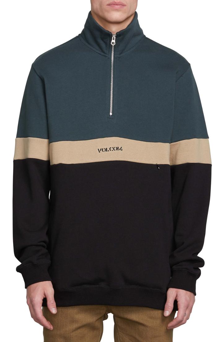 Men's Volcom Rainer Color Block Quarter Zip Pullover - Green
