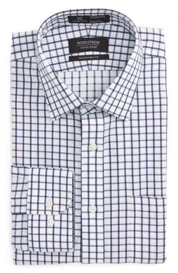 Men's Nordstrom Men's Shop Smartcare(tm) Traditional Fit Check Dress Shirt .5 32/33 - Blue