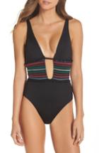 Women's Isabella Rose Crystal Cove Smocked One-piece Swimsuit - Black