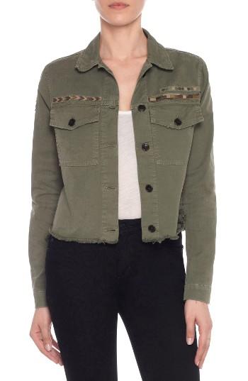 Women's Joe's Frayed Crop Denim Flight Jacket - Green