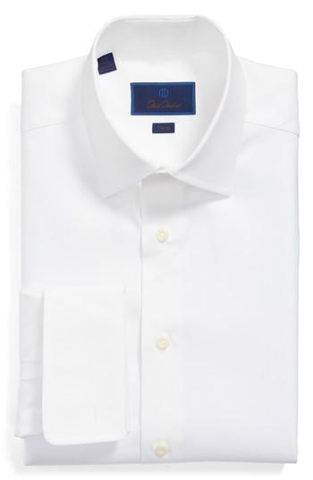 Men's David Donahue Trim Fit Solid French Cuff Dress Shirt - 34/35 - White