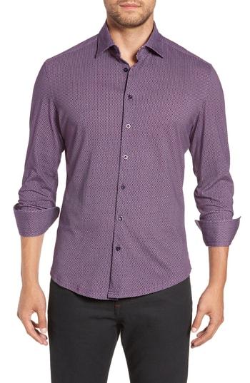 Men's Stone Rose Trim Fit Knit Sport Shirt - Purple