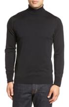 Men's John Smedley 'richards' Easy Fit Turtleneck Wool Sweater, Size - Black