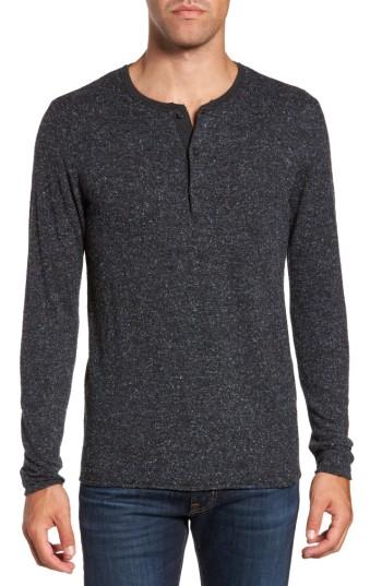 Men's Billy Reid Speckled Henley Sweater, Size - Blue