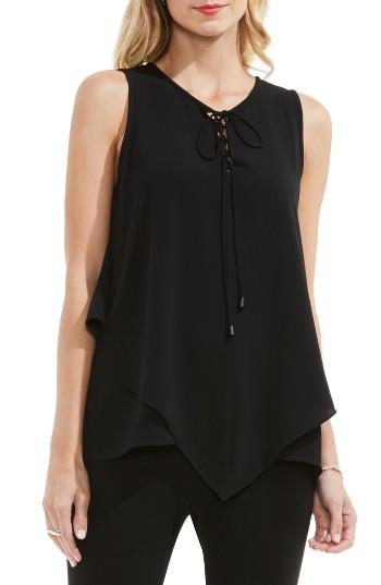 Women's Vince Camuto Lace-up Tiered Blouse - Black