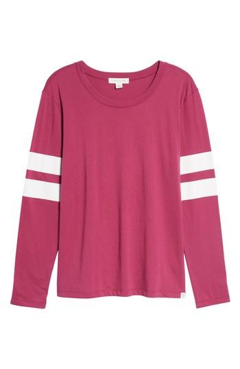 Women's Treasure & Bond Varsity Stripe Cotton Tee, Size - Purple