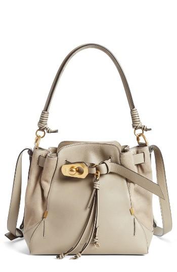 Chloe Medium Owen Calfskin Leather Bucket Bag - Grey