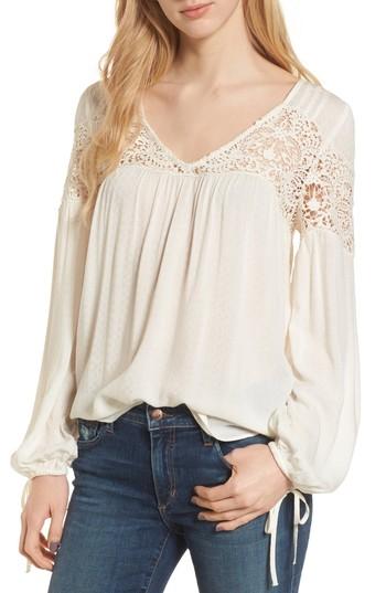 Women's Hinge Lace Yoke Top, Size - Ivory