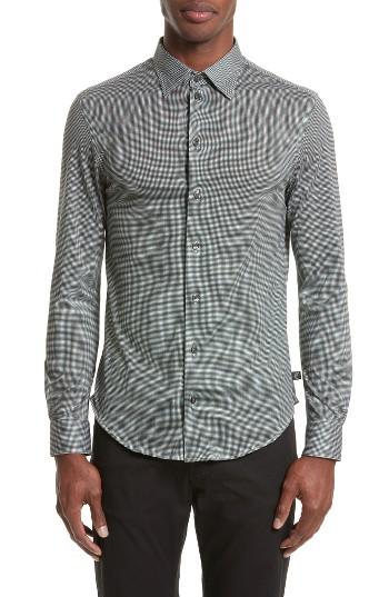 Men's Armani Collezioni Gingham Sport Shirt - Green