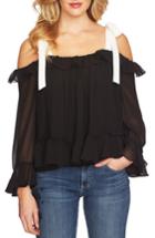 Women's Cece Ruffled Tie-shoulder Blouse - Black