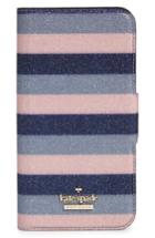 Kate Spade New York Glitter Stripe Wrap Folio Iphone X/xs Case - Pink