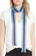 Women's Kate Spade New York Geo Stripe Medium Skinny Silk Scarf, Size - Blue