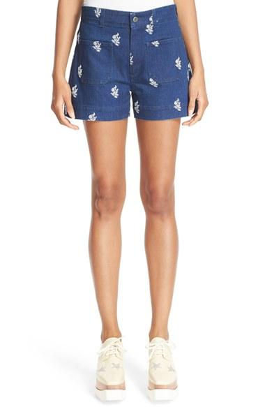 Women's Stella Mccartney Floral Print Denim Shorts
