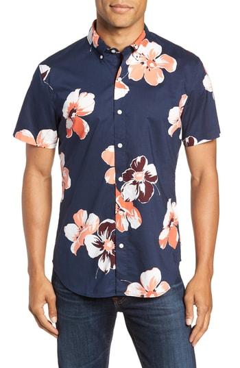 Men's Bonobos Riviera Slim Fit Floral Sport Shirt R - Blue