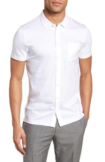 Men's Boss Puno Slim Fit Short Sleeve Sport Shirt - White