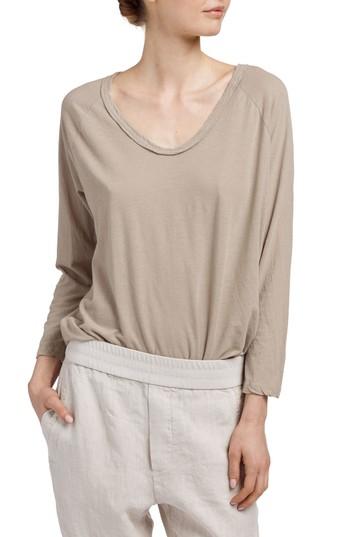Women's James Perse Reverse Binding Raglan Tee - Beige
