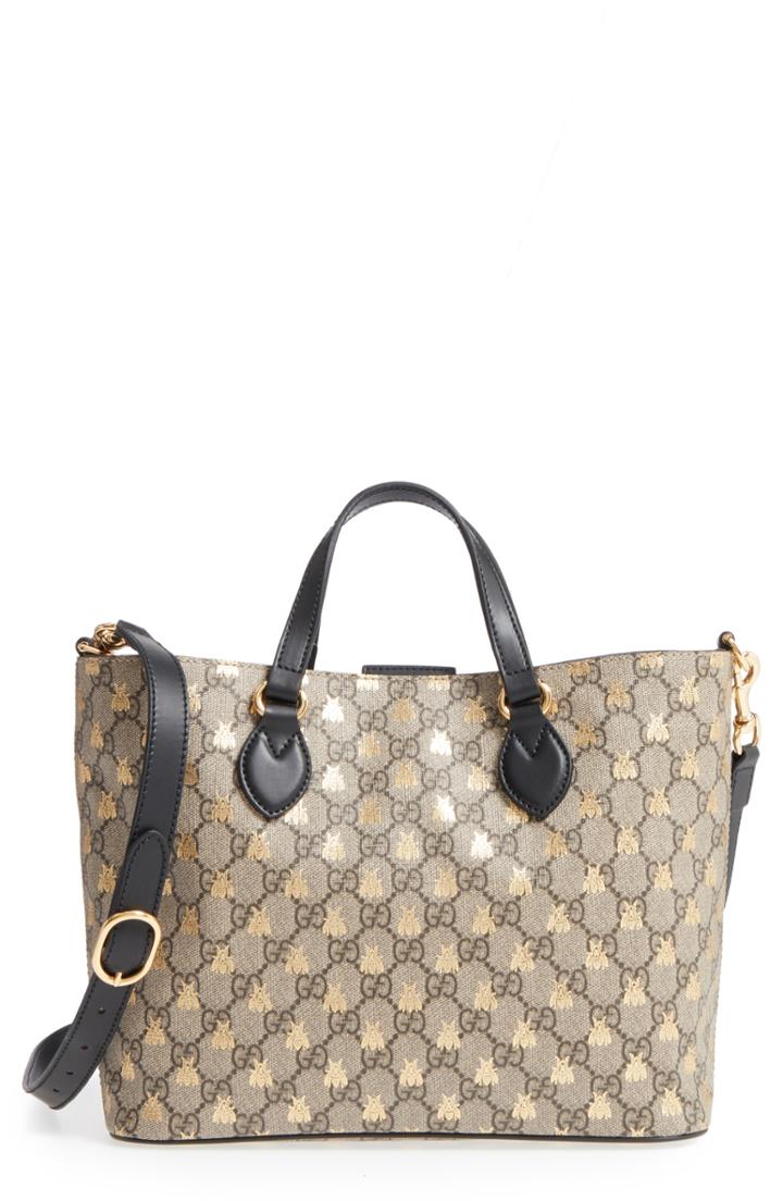 Gucci Bee Gg Supreme Small Canvas Tote -