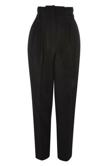 Women's Topshop Pleated Waist Peg Trousers Us (fits Like 0) - Black