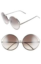 Women's Linda Farrow 61mm Polarized Round Sunglasses - Nickel/ Grey Gradient