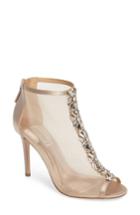 Women's Badgley Mischka Moss Embellished Open Toe Bootie M - Beige