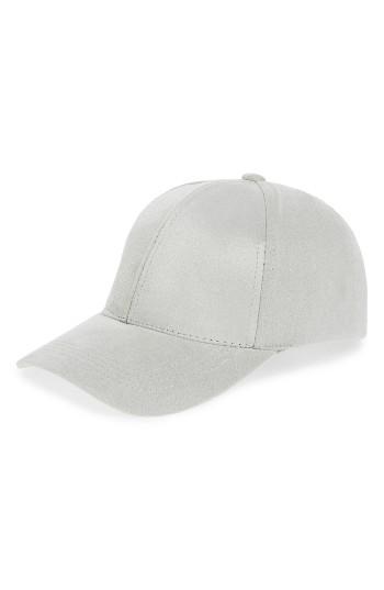 Women's Phase 3 Faux Suede Baseball Cap - Grey