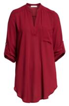 Women's Perfect Roll Tab Sleeve Tunic - Red