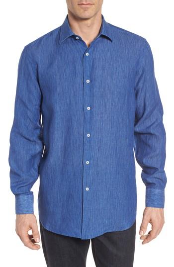 Men's Paul & Shark Regular Fit Pique Sport Shirt - Blue