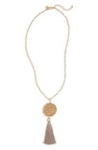 Women's Panacea Crystal Circle Tassel Pendant Necklace