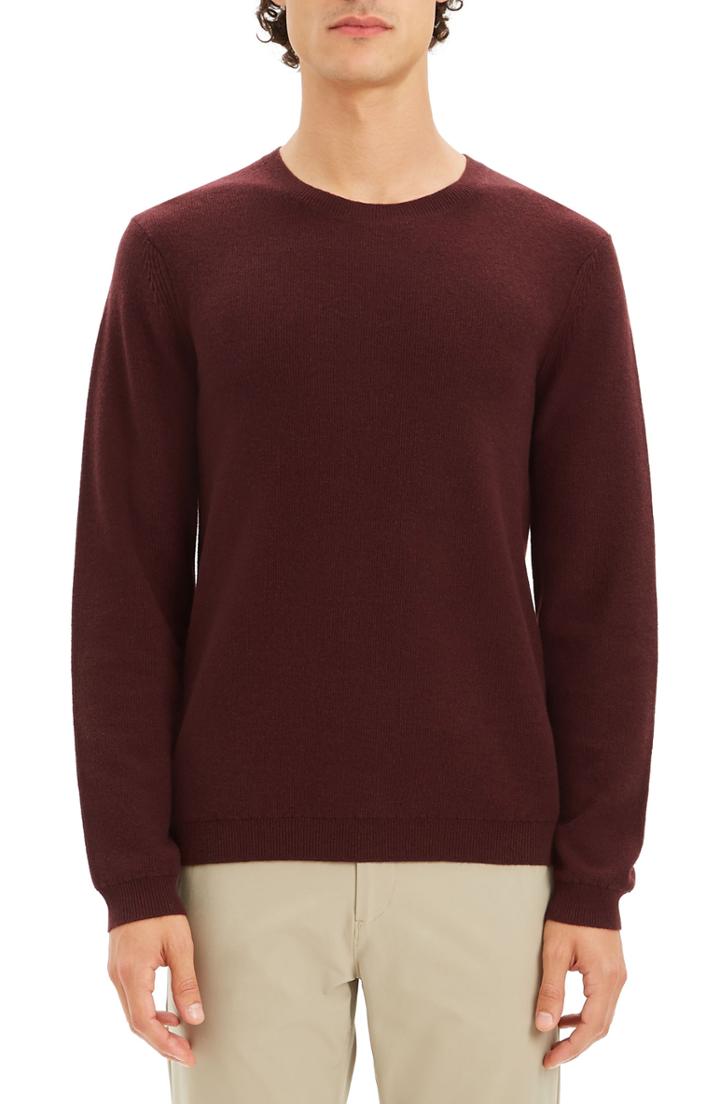 Men's Theory Medin Crewneck Cashmere Sweater - Red