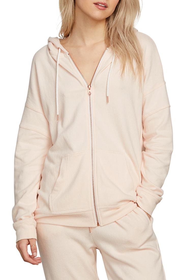 Women's Volcom Lil Zip Front Fleece Hoodie, Size - Pink