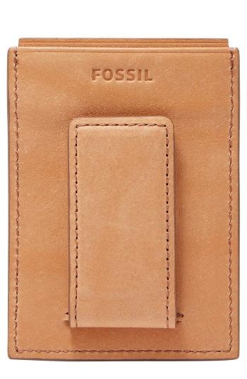 Men's Fossil Ford Leather Money Clip Card Case -