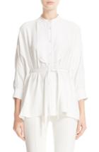 Women's Adam Lippes Crepe Back Satin Bib Blouse